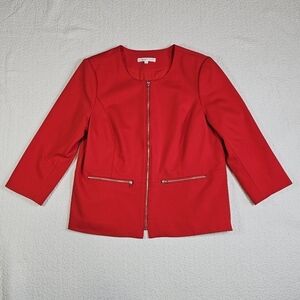 Cleo Red Zipper Blazer Jacket